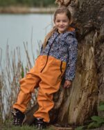 Детски Softshell гащеризон космонавт с качулка,  горчица и едноок котарак - Image 2