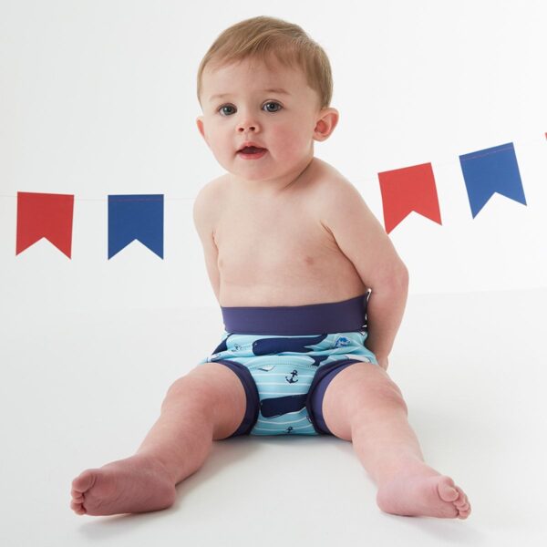 Бански за бебе , бебешки бански за плуване с 50+UV SplashAbout Happy Nappy Англия неопрен Moby - Image 4