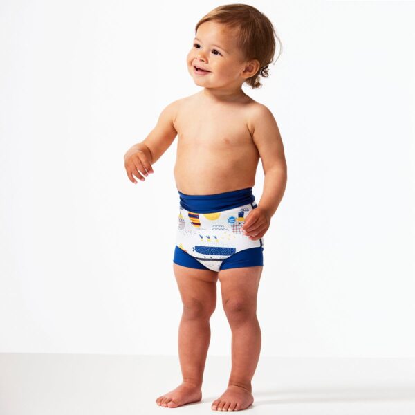 Бански за бебе , бебешки бански за плуване с 50+UV SplashAbout Happy Nappy Англия неопрен Лодки - Image 4