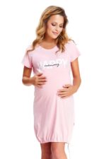 Нощница за бременни и кърмачки Happy Mommy 100%Памук  пудрa - Image 2