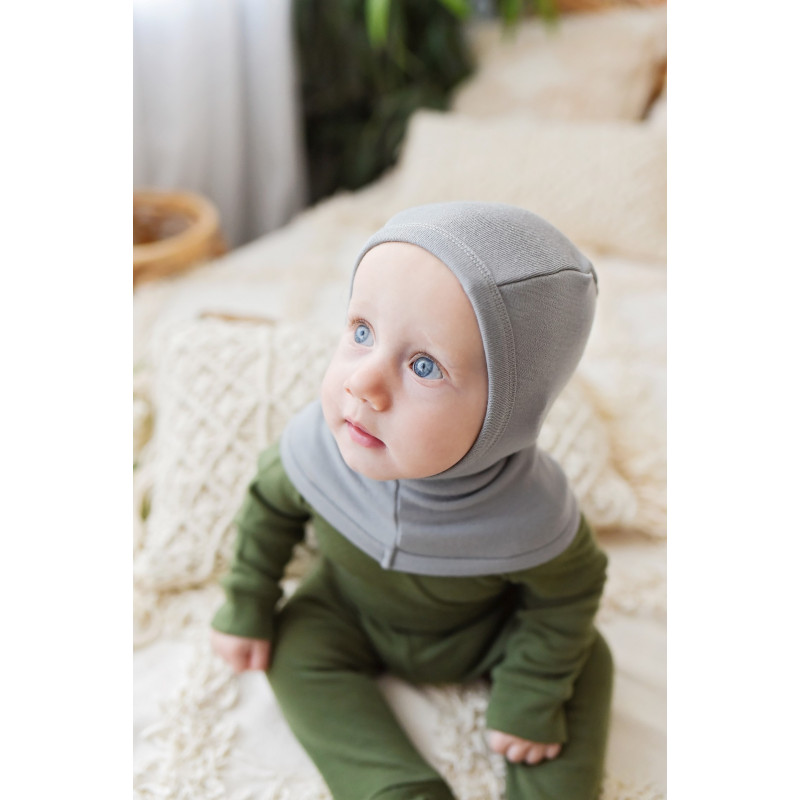 kids balaclava merino-800x800 Детска шапка, балаклава 100%мериносова вълна универсален размер 6-18м СИВА - Image 1