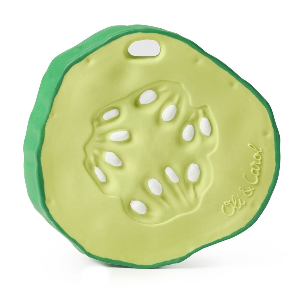 Oli&Carol Cucumber 2в1 Многофункционална чесалка за зъби 0+ и играчка за баня 100%естествен каучук - Image 4