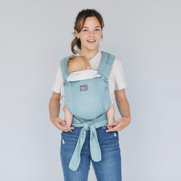 LoveTie хибридна раница за бебета 1м.+, Love and Carry от 3,5 до 15кг органичен памук  Aquamarine - Image 3