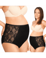 Памучни бикини за бременни с висока талия , красива дантела в черно последни S/M