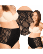 Памучни бикини за бременни с висока талия , красива дантела в черно последни S/M - Image 2