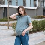 Тениска за бременни и кърмачки зелена , oversize свободна кройка последни L
