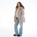 Зимно 3в1 Яке за бременни и бебеносене Еко Пух Love and Carry , по-къса унисекс кройка крем - Image 3