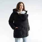 Зимно 3в1 Яке за бременни и бебеносене Еко Пух Love and Carry , по-къса унисекс кройка черно - Image 3