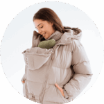 Зимно 3в1 Яке за бременни и бебеносене Еко Пух Love and Carry , по-къса унисекс кройка крем - Image 8