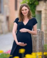 Памучна рокля за бременни  Joza тъмносиня