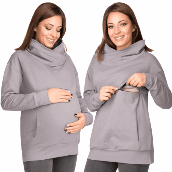 Ватиран суитшърт за бременни и кърмачки , поло яка Laura