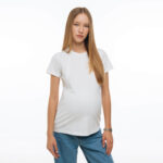 Тениска за бременни и кърмачки в бяло , скрити ципове