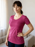 Памучна блуза за бременни и кърмачки , Тениска за кърмене циклама
