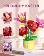 Комплект конструктор , рози, лилии и минзухари в жълта ваза - Image 3