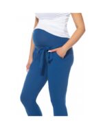 Спортен панталон за бременни с висока платка за корема и коланче Светлосин - Image 3