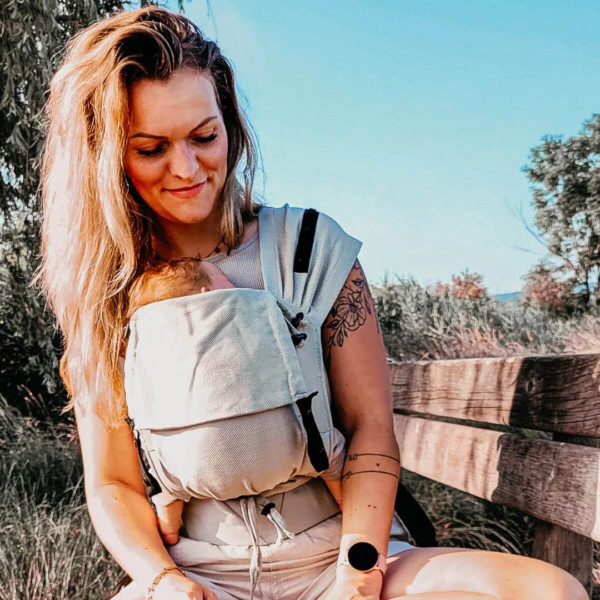 Hoppediz Primeo Хибридна ергономична раница за най-малките тъкан слингов плат Djerba