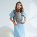 Love and Carry ONE регулируема ергономична раница с падащ панел и платка за кръста ,  органичен памук , тъкан плат Wave