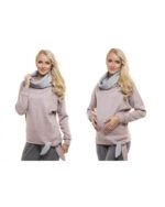 Ватиран пуловер за бременни и кърмачки , голяма яка и декоративен възел - Image 2