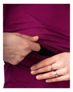 Памучна блуза за бременни и кърмачки с поло яка , циклама - Image 4