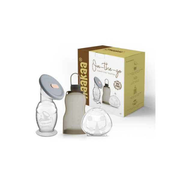 Haakaa Express голям сет - помпа, капак , калинка колектор и многократен пауч за кърма/храна