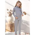 р86-92 Детски сет термобельо клин и поло от 100%сертифицирана мерино вълна размер 86-92 (12-24м.) сиво