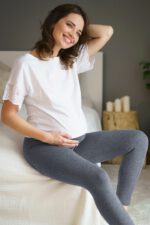 Памучен клин за бременни с платка за коремчето сиво последни S и XL