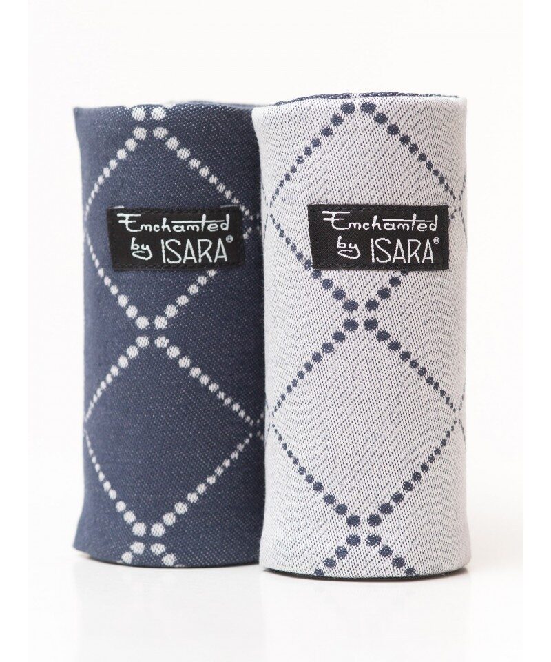 isara-reversible-teething-pads-diamonda-blue-ink Isara подложки за смучене / Универсални протектори за ергономична раница памук разцветки за избор - Image 1