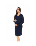 Памучен халат за бременни / кърмачки тъмносин Nina - Image 4
