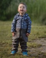 Детски Softshell гащеризон космонавт с качулка, сиво с панди