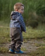 Детски Softshell гащеризон космонавт с качулка, сиво с панди - Image 2