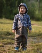 Детски Softshell гащеризон космонавт с качулка, сиво с панди - Image 5