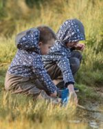 Детски Softshell гащеризон космонавт с качулка, сиво с панди - Image 6