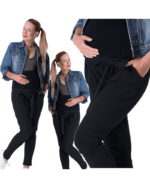 Спортен панталон за бременни с висока платка за корема и коланче ЧЕРЕН последни S и M - Image 3