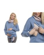 Ватиран пуловер за бременни и кърмачки , голяма яка и декоративен възел