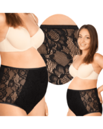 Памучни бикини за бременни с висока талия , красива дантела в черно последни S/M - Image 2