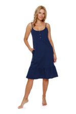 Нощница за бременни и кърмачки с презрамки тъмносиня 100%памук - Image 3