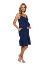 Нощница за бременни и кърмачки с презрамки тъмносиня 100%памук - Image 6