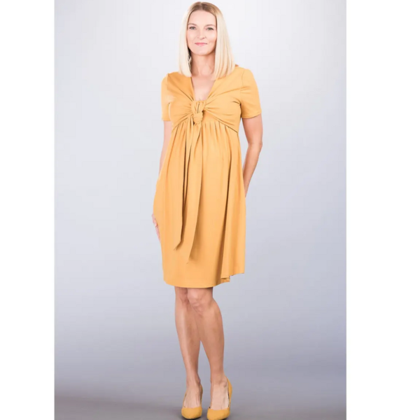 Рокля за бременни и кърмачки Пина охра последна р.40