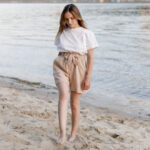 Шорти за бременни с коланче , бежово 100%Памук - Image 4