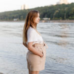 Шорти за бременни с коланче , бежово 100%Памук