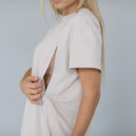 Тениска за бременни и кърмачки бежова , oversize свободна кройка - Image 3