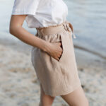 Шорти за бременни с коланче , бежово 100%Памук - Image 2