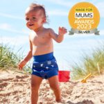 Бански за бебе , бебешки бански за плуване Splash About Англия със сребърно покритие DUO White Birds