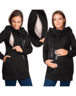 Дълъг суитшърт за бременни и кърмачки черен L/XL - Image 2