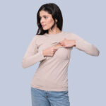 Памучна блуза за бременни и кърмачки крем последни - Image 2