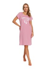 Нощница за бременни и кърмачки 100%Памук и магнитно закопчаване - пудра - Image 3