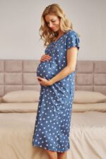 Дълга нощница за бременни и кърмачки 100%Памук - Image 2