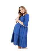 Муселинова рокля за бременни и кърмачки Агнес 3/4 ръкав цвят синя