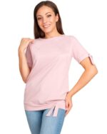 Тениска за бременни и кърмачки  , памучна с декорация цвят пудра - Image 3