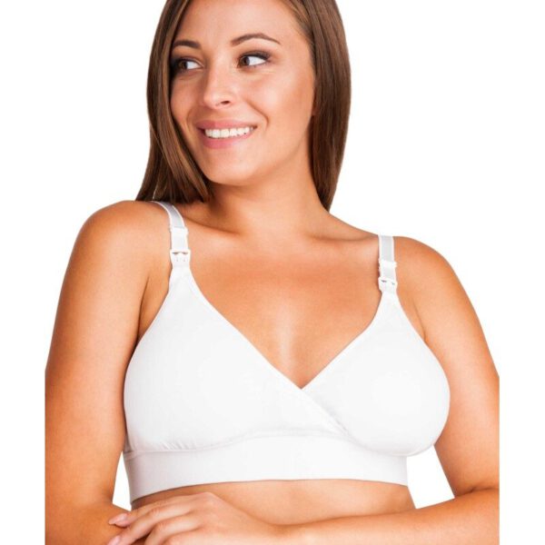 Мек памучен сутиен за бременни и кърмачки DUO , с вадеща се подплънка , без банели БЯЛ последни Л